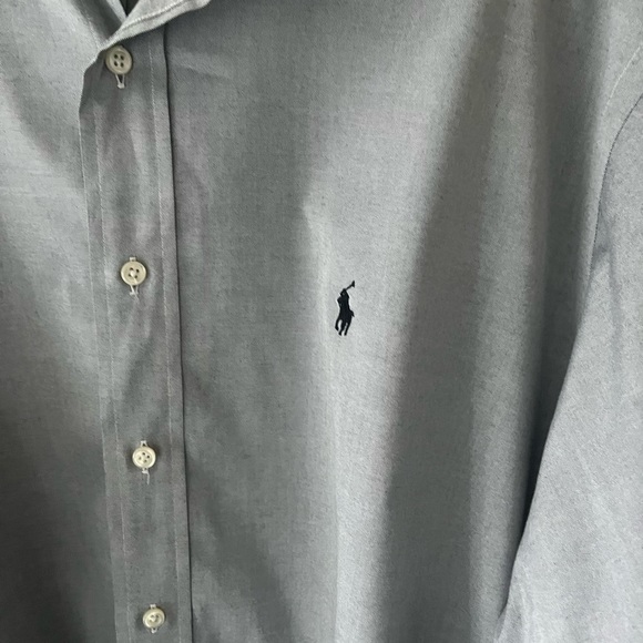 Ralph Lauren Mens Yarmouth Solid Gray Button Down Shirt Size XL Long Sleeve - Picture 3 of 6